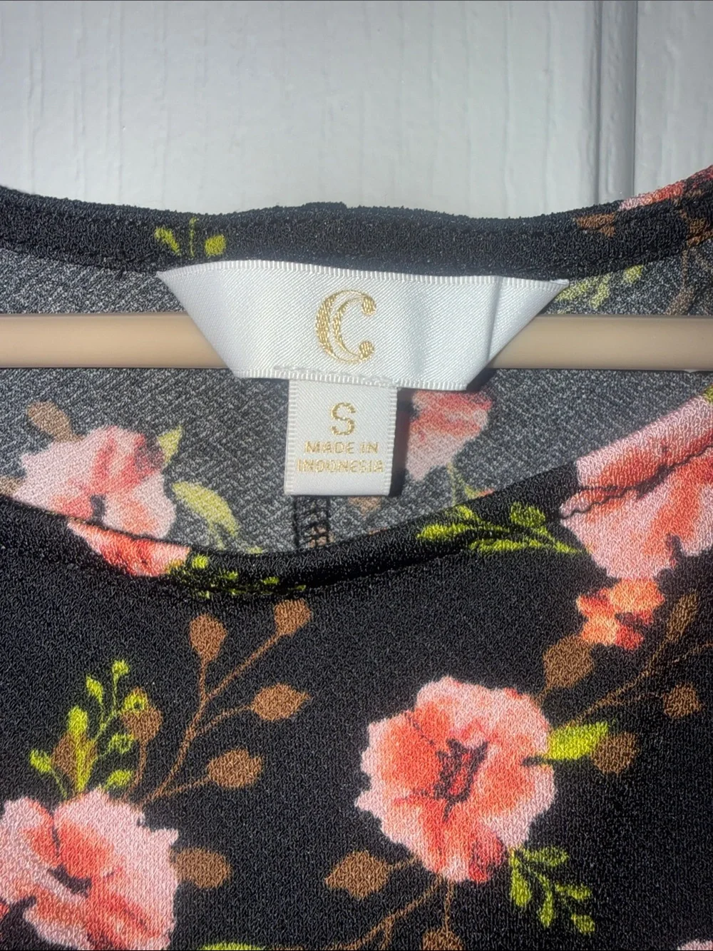 Charming Charlie Black Floral Sleeveless A-Line Dress w/Pink Roses